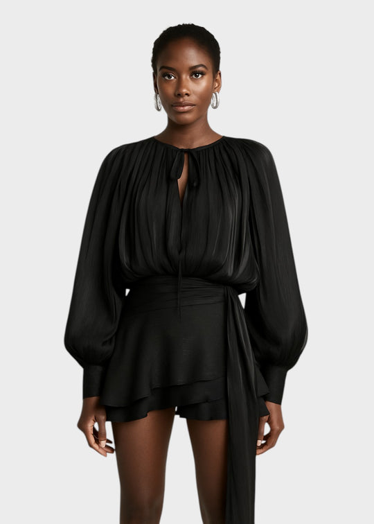 Vestido curto plissado