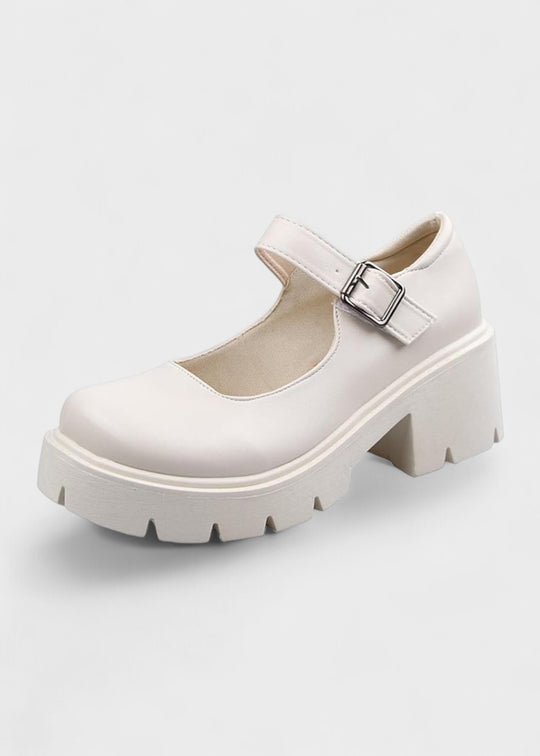 Bonnie - Sapatos Oxford Botas de Salto em Pele Preta Verniz