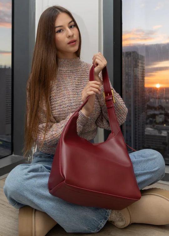Mala de couro Julia + 1 bolsa grátis