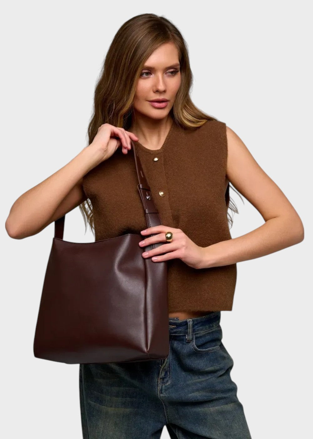 Mala de couro Julia + 1 bolsa grátis