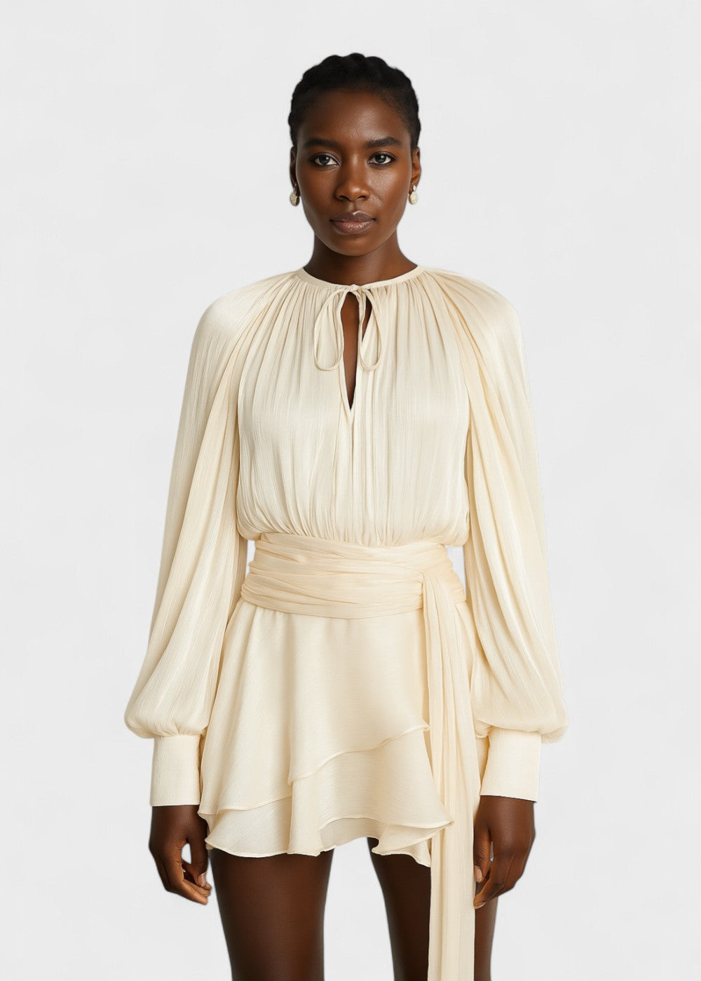 Vestido curto plissado