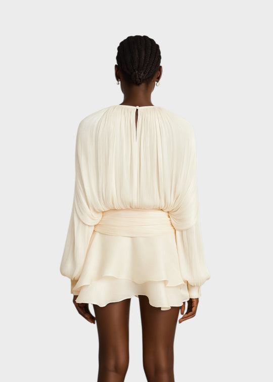 Vestido curto plissado