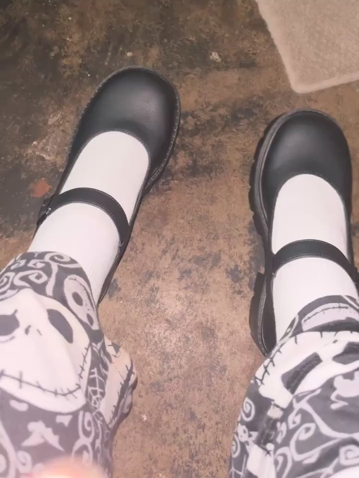 Bonnie - Sapatos Oxford Botas de Salto em Pele Preta Verniz
