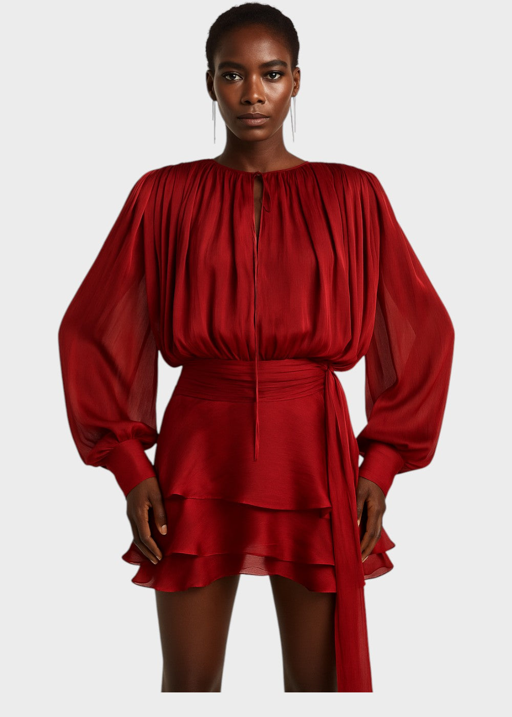Vestido curto plissado
