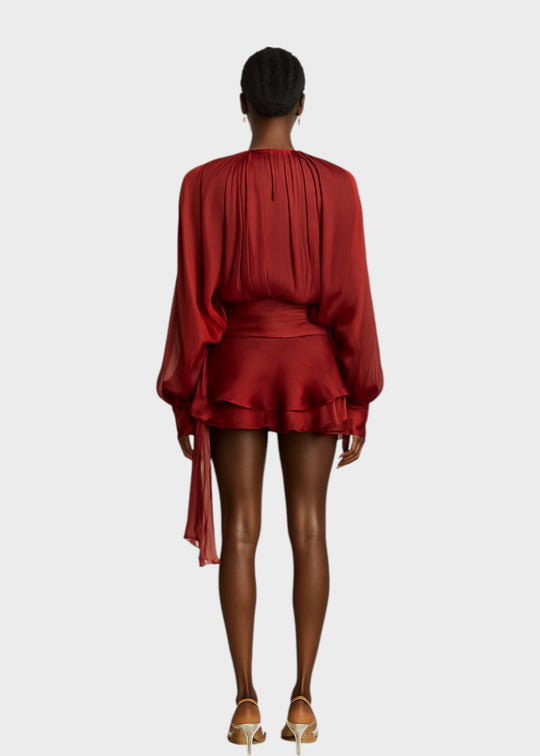 Vestido curto plissado