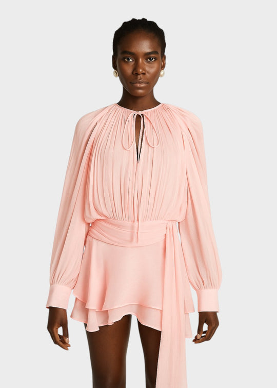 Vestido curto plissado